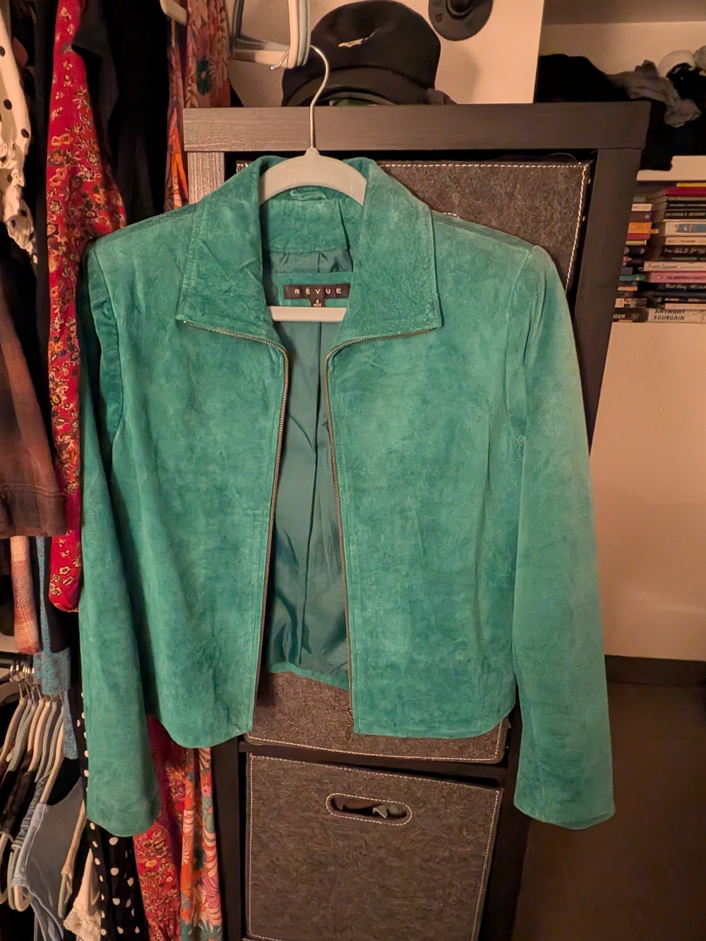 Revue Teal Suede Zip-Front Jacket